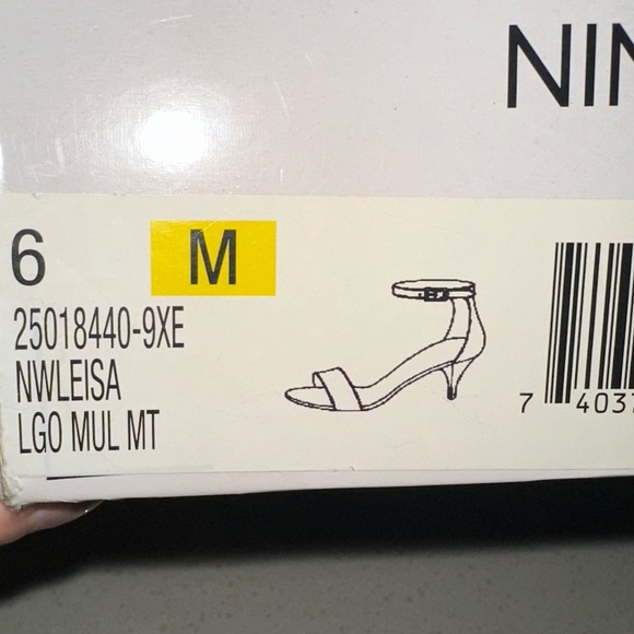 Nine West Leisa Gold Glitter Dress Sandals Kitten Open Heels Ankle Strap 2” 6 🤩 - Picture 11 of 11